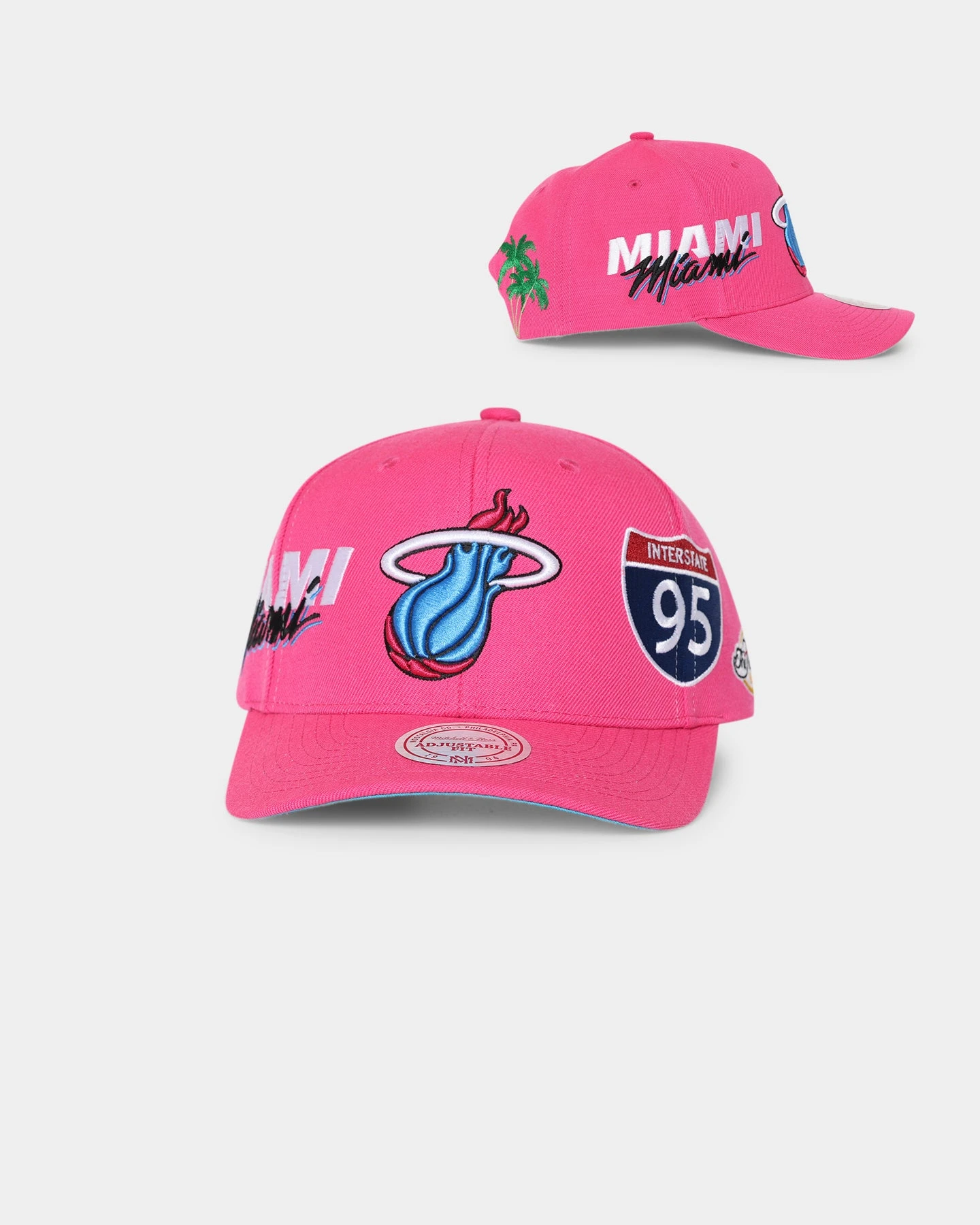 Mitchell & Ness Miami Heat 'Highway' Pro Crown Snapback Pink 3 Mitchell & Ness Miami Heat 'Highway' Pro Crown Snapback Pink