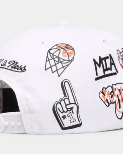 Mitchell & Ness Miami Heat 'Hand Drawn' Original Fit Snapback White -Sportswear Women Store 01026635 YW100 default 0070