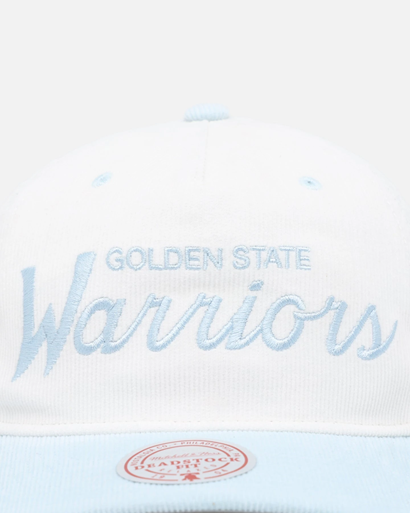 Mitchell & Ness Golden State Warriors 'Pastel Corduroy' Deadstock Snapback White Cream/Blue 7 Mitchell & Ness Golden State Warriors 'Pastel Corduroy' Deadstock Snapback White Cream/Blue - Image 5
