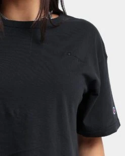 Champion Women's Vintage Dye Crop T-Shirt Black -Sportswear Women Store 02027320 YB001 womens 0030