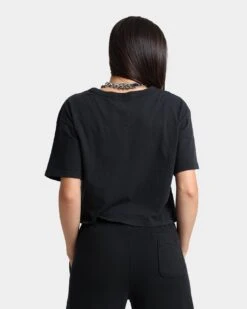 Champion Women's Vintage Dye Crop T-Shirt Black -Sportswear Women Store 02027320 YB001 womens 0040