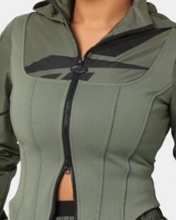Reebok Women's Cardi B X Reebok Corset Hoodie Hunter Green -Sportswear Women Store 02029038 YG646 womens 0070
