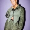 Reebok Women's Cardi B X Reebok Corset Hoodie Hunter Green -Sportswear Women Store 02029038 YG646 womens 009
