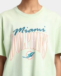 Majestic Athletic Women's Miami Dolphins Vintage NFL Logo T-Shirt Cucumber -Sportswear Women Store 02031775 YC000 womens 0030