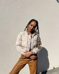 XXIIII Women's Dee Crop Puffer Jacket Beige -Sportswear Women Store 02031834 Y1000 womens 0025