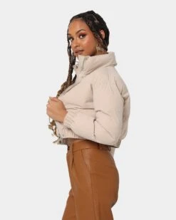 XXIIII Women's Dee Crop Puffer Jacket Beige -Sportswear Women Store 02031834 Y1000 womens 0060