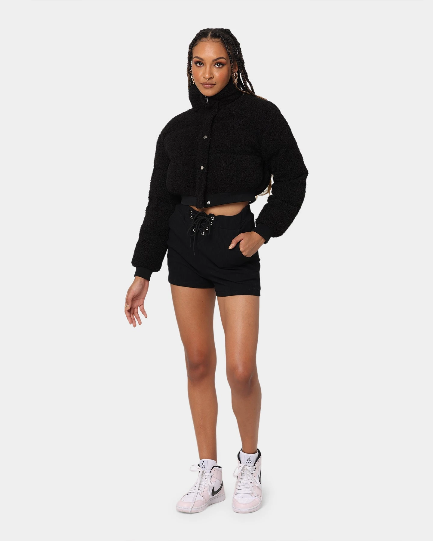 XXIII Women's Lara Crop Sherpa Puffa Jacket Black 4 XXIII Women's Lara Crop Sherpa Puffa Jacket Black - Image 2