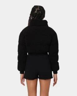 XXIII Women's Lara Crop Sherpa Puffa Jacket Black 12 XXIII Women's Lara Crop Sherpa Puffa Jacket Black -Sportswear Women Store 02031838 YB001 womens 0040