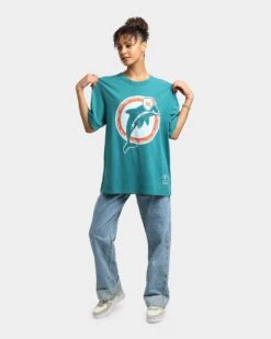 Mitchell & Ness Miami Dolphins Big Logo Vintage T-Shirt Faded Tonal -Sportswear Women Store 02032178 YF071 womens 0020 d63b76c7 8f68 4fc5 9a54 74d6b744f5c5