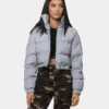 XXIII Women's Lila Reflector Crop Puffer Jacket Sliver -Sportswear Women Store 02032279 YS001 womens 0