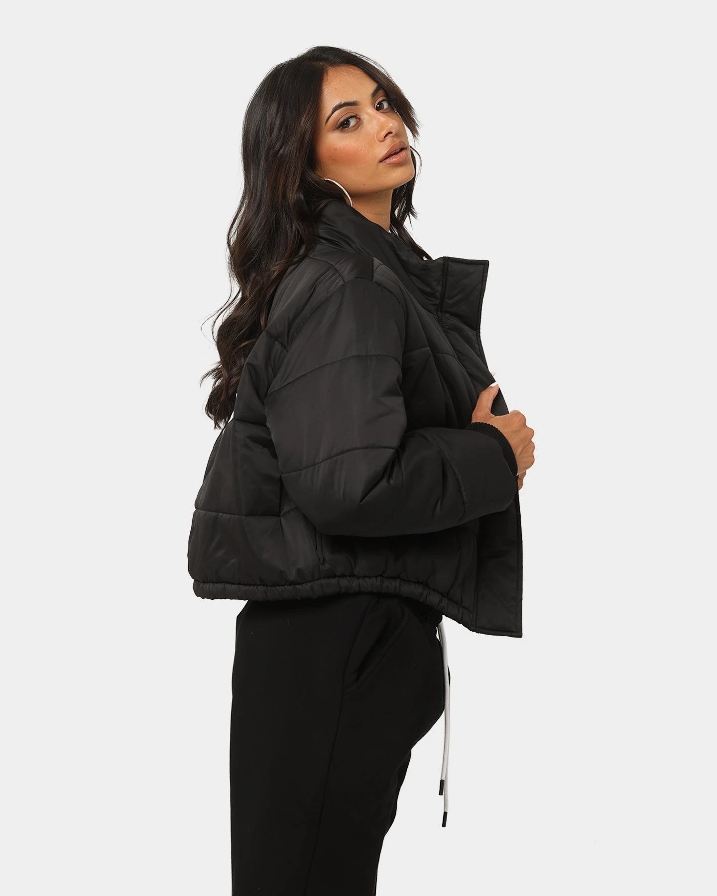 Nana Judy Women's Pepsi Crop Puffa Jacket Black 7 Nana Judy Women's Pepsi Crop Puffa Jacket Black - Image 5