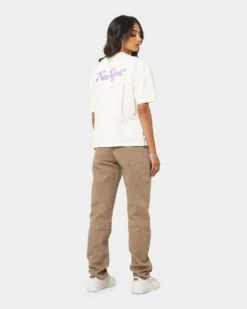 Majestic Athletic Women's New York Yankees Bespoke Logo T-Shirt Vintage White -Sportswear Women Store 02033912 YV003 womens 0020