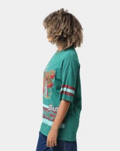 Mitchell & Ness Seattle Sonics Vintage Conference T-Shirt Faded Green -Sportswear Women Store 02035968 YF431 womens 00060