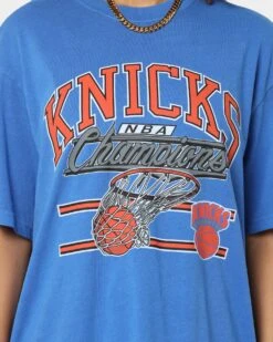 Mitchell & Ness New York Knicks Hoops Vintage T-Shirt Faded Blue -Sportswear Women Store 02036535 YF436 womens 0030