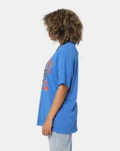 Mitchell & Ness New York Knicks Hoops Vintage T-Shirt Faded Blue -Sportswear Women Store 02036535 YF436 womens 0060