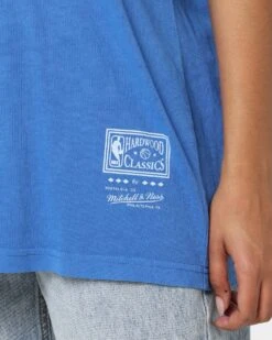Mitchell & Ness New York Knicks Hoops Vintage T-Shirt Faded Blue -Sportswear Women Store 02036535 YF436 womens 0070