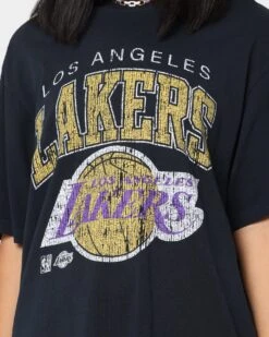 Mitchell & Ness Los Angeles Lakers XL Arch Vintage T-Shirt Faded Black -Sportswear Women Store 02036565 YB554 womens 0030