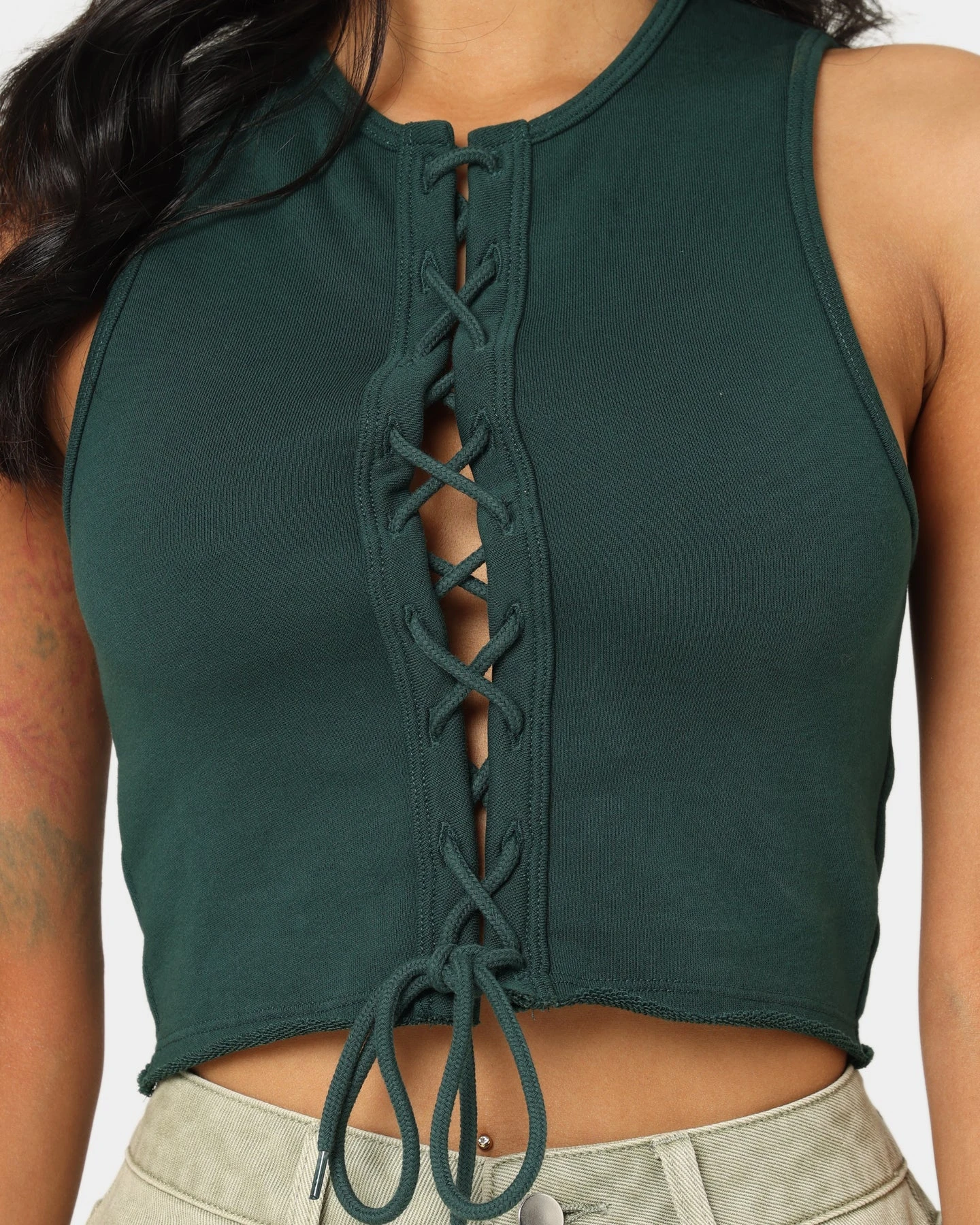 EN ES Women's Reny Lace Up Crop Top Deep Teal 5 EN ES Women's Reny Lace Up Crop Top Deep Teal - Image 3