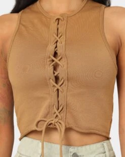 EN ES Women's Reny Lace Up Crop Top Tan 10 EN ES Women's Reny Lace Up Crop Top Tan -Sportswear Women Store 02037464 YT001 womens 0030