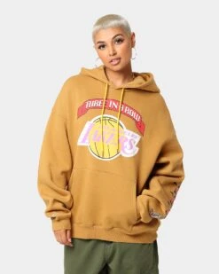 Mitchell & Ness Los Angeles Lakers 3-Peat Hoodie Bone Brown