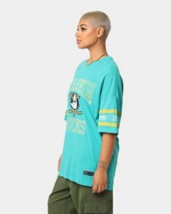 Majestic Athletic Anaheim Ducks Paisley Stripe Vintage T-Shirt Faded Teal -Sportswear Women Store 02038123 YF458 womens 0060