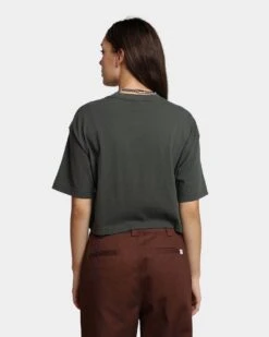 HUF Women's Washed Crop T-Shirt Gunmetal -Sportswear Women Store 02038271 YG800 womens 0040