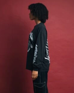 Goat Crew X Attack On Titan Captain Levi Long Sleeve Vintage T-Shirt Black Wash -Sportswear Women Store 02038401 YB295 womens 060