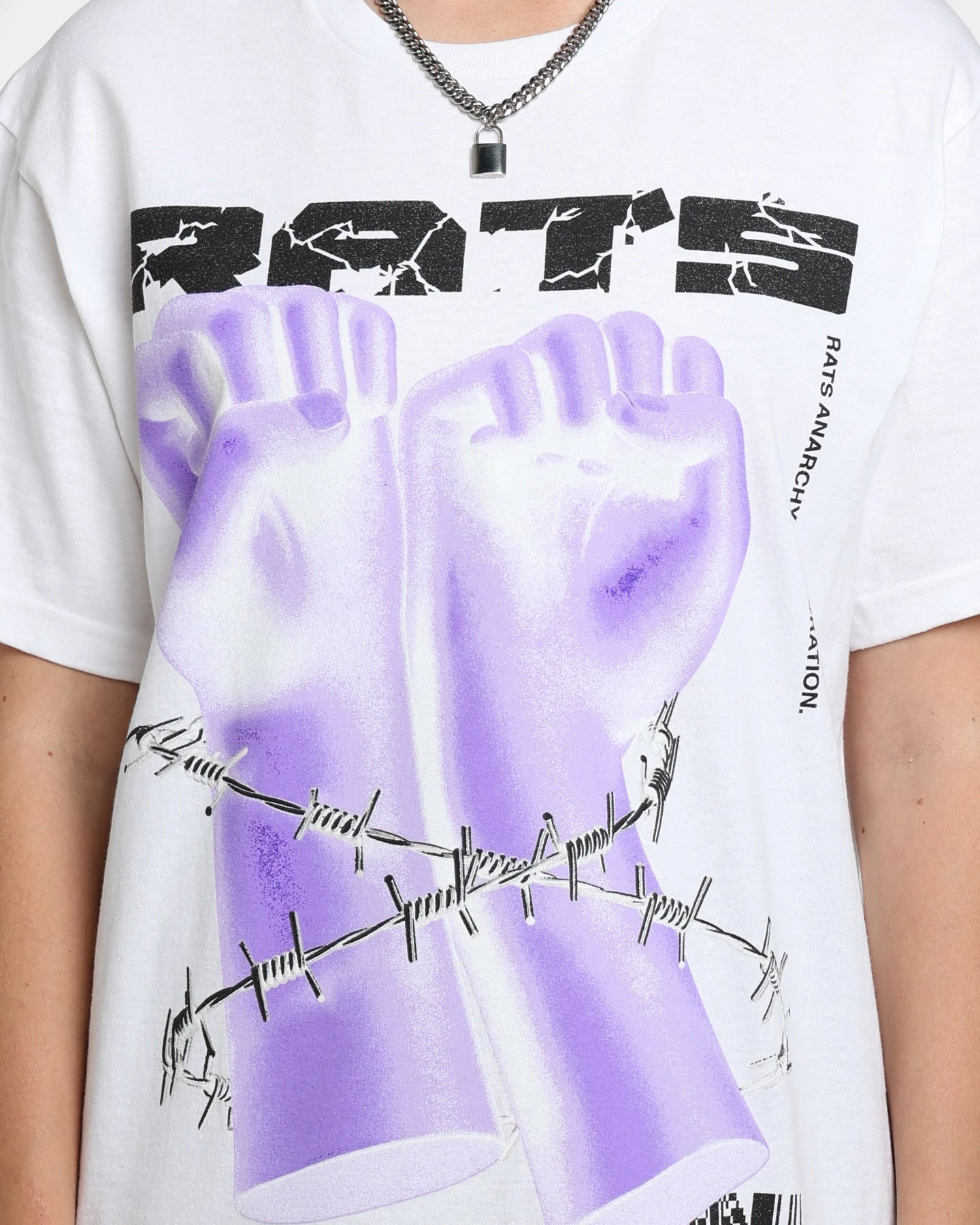 Rats Get Fat Throwing Hands T-Shirt White 5 Rats Get Fat Throwing Hands T-Shirt White - Image 3