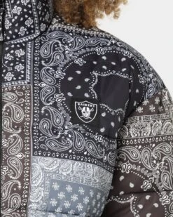 Majestic Athletic Women's Las Vegas Raiders Paisley Puffa Jacket Black -Sportswear Women Store 02039086 YB001 womens 0030