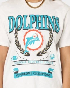 Mitchell & Ness Miami Dolphins National Boxy T-Shirt White Marle -Sportswear Women Store 02039091 YW274 womens 0030