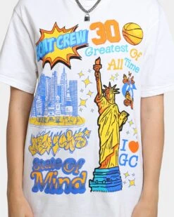 Goat Crew State Of Mind All Over T-Shirt White -Sportswear Women Store 02039226 YW100 womens 030