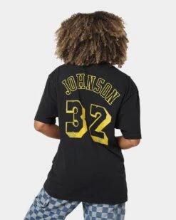 Mitchell & Ness Los Angeles Lakers Magic Johnson #32 N&N Vintage T-Shirt Faded Black -Sportswear Women Store 02039546 YB554 womens 0020