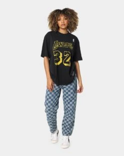 Mitchell & Ness Los Angeles Lakers Magic Johnson #32 N&N Vintage T-Shirt Faded Black -Sportswear Women Store 02039546 YB554 womens 0030