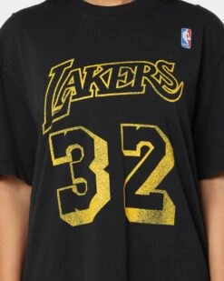 Mitchell & Ness Los Angeles Lakers Magic Johnson #32 N&N Vintage T-Shirt Faded Black -Sportswear Women Store 02039546 YB554 womens 0040