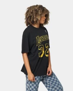Mitchell & Ness Los Angeles Lakers Magic Johnson #32 N&N Vintage T-Shirt Faded Black -Sportswear Women Store 02039546 YB554 womens 0060