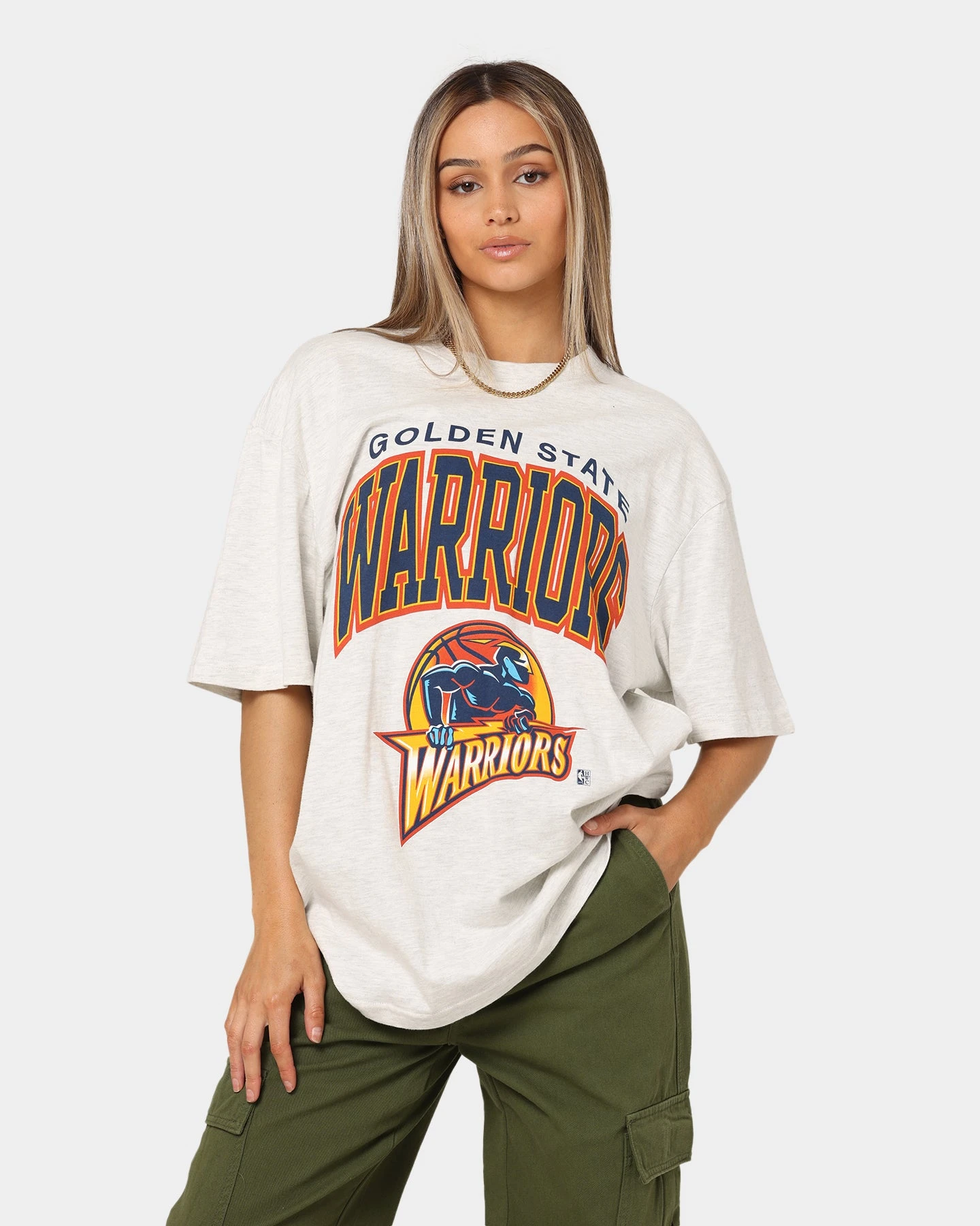 Mitchell & Ness Golden State Warriors XL Arch Vintage T-Shirt White Marle 3 Mitchell & Ness Golden State Warriors XL Arch Vintage T-Shirt White Marle