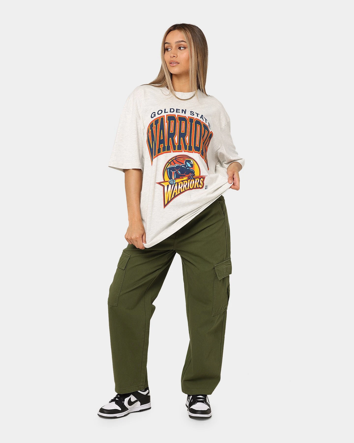 Mitchell & Ness Golden State Warriors XL Arch Vintage T-Shirt White Marle 4 Mitchell & Ness Golden State Warriors XL Arch Vintage T-Shirt White Marle - Image 2