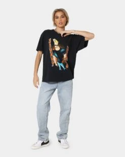 American Thrift X Johnny Bravo Man, I'm Pretty Vintage T-Shirt Black Wash 12 American Thrift X Johnny Bravo Man, I'm Pretty Vintage T-Shirt Black Wash -Sportswear Women Store 02039560 YB295 womens 0030