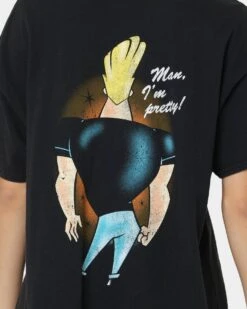 American Thrift X Johnny Bravo Man, I'm Pretty Vintage T-Shirt Black Wash 14 American Thrift X Johnny Bravo Man, I'm Pretty Vintage T-Shirt Black Wash -Sportswear Women Store 02039560 YB295 womens 0050
