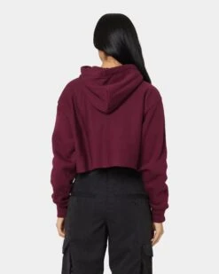 Champion Women's Reverse Weave Tonal Crop Hoodie Dark Berry Purple -Sportswear Women Store 02039613 YD272 womens 0040