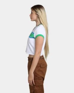 GUESS Originals Women's GUESS Originals X J Balvin Cropped Ringer T-Shirt Pure White Multi -Sportswear Women Store 02039871 YP494 womens 060