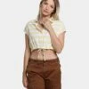 Guess Originals Women's GUESS Originals X J Balvin Woven Crop Top Yellow Sunspots -Sportswear Women Store 02039872 YY078 womens 010