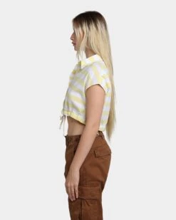 Guess Originals Women's GUESS Originals X J Balvin Woven Crop Top Yellow Sunspots 16 Guess Originals Women's GUESS Originals X J Balvin Woven Crop Top Yellow Sunspots -Sportswear Women Store 02039872 YY078 womens 060