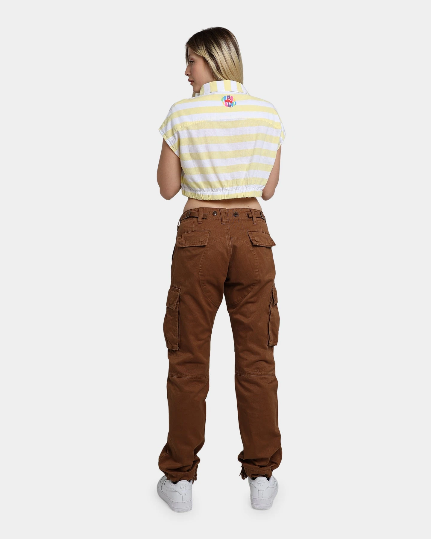 Guess Originals Women's GUESS Originals X J Balvin Woven Crop Top Yellow Sunspots 10 Guess Originals Women's GUESS Originals X J Balvin Woven Crop Top Yellow Sunspots - Image 8