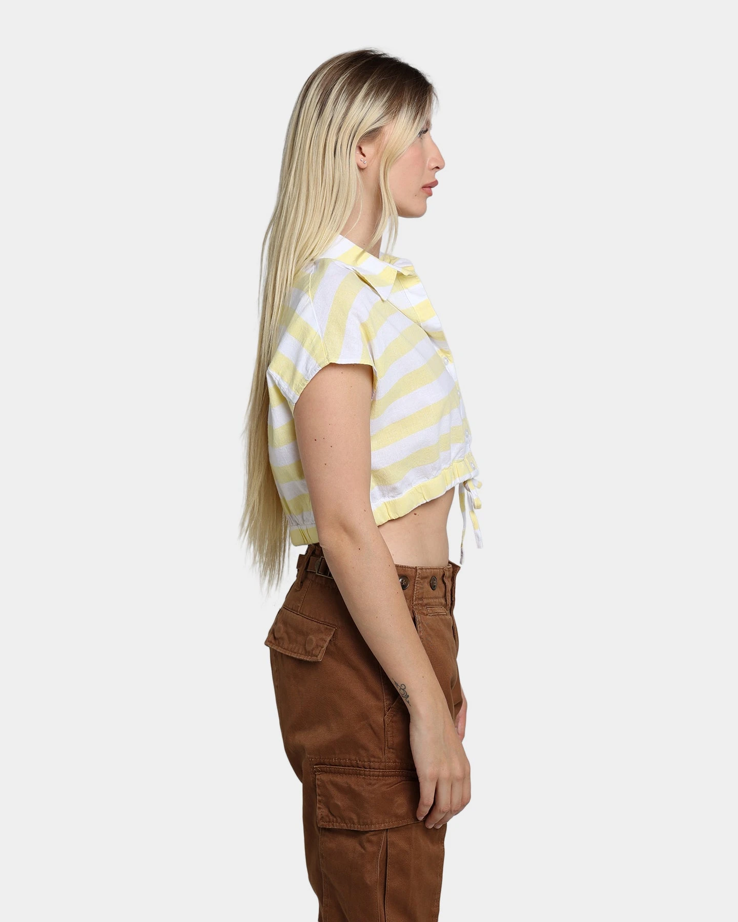 Guess Originals Women's GUESS Originals X J Balvin Woven Crop Top Yellow Sunspots 7 Guess Originals Women's GUESS Originals X J Balvin Woven Crop Top Yellow Sunspots - Image 5
