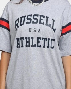 Russell Athletic 70s College T-Shirt Grey Marle -Sportswear Women Store 02040105 YQ163 womens 0030