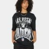 Majestic Athletic Las Vegas Raiders Vintage Sports Graphic T-Shirt Faded Black -Sportswear Women Store 02040167 YB554 womens 0010
