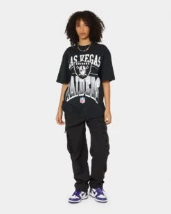 Majestic Athletic Las Vegas Raiders Vintage Sports Graphic T-Shirt Faded Black -Sportswear Women Store 02040167 YB554 womens 0020