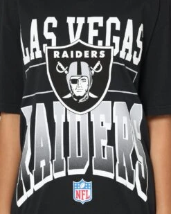 Majestic Athletic Las Vegas Raiders Vintage Sports Graphic T-Shirt Faded Black -Sportswear Women Store 02040167 YB554 womens 0030