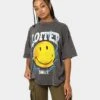 Loiter X Smiley Electric Smile Vintage T-Shirt Charcoal 1 Loiter X Smiley Electric Smile Vintage T-Shirt Charcoal -Sportswear Women Store 02040171 YC300 womens 0010